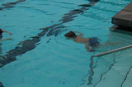 Alex is finally comfortable swimming under water