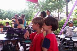 Enthralled by a children's show on stage