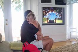 Julia giving Mike a great big Daddy-hug!