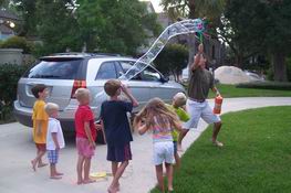 Mark, aka the Pied Piper, making HUGE bubbles!