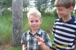 Preston found a baby crab climbing up a tree