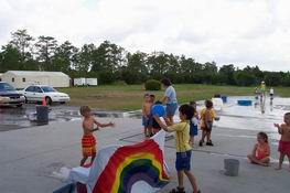 Volleyball over God's rainbow