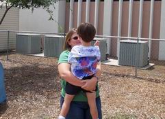 Patch giving Miss Patrice one last hug