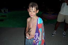 Soggy Alex with his trophy
