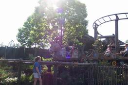 Patch and Scott (Justin's dad) in the front of the roller coaster