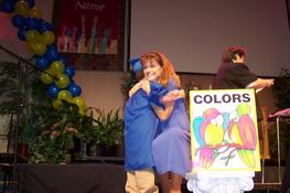 A great big hug for his awesome teacher, Ms. Nancy