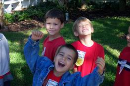 Alex and his best buddies waiting to go into the police station