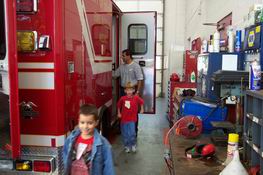 Walking through the rescue truck