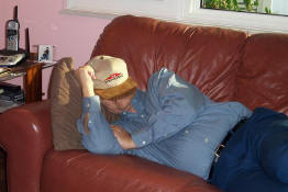 Dad assumed the "post turkey dinner" position