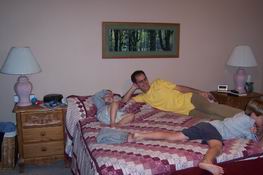 Andrew was hanging out with the big boys in our room