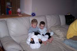 Andrew and Shane looking at a book together.  Too cute!