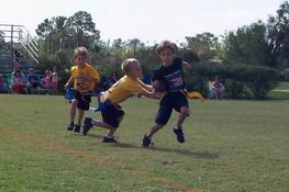 Getting his flag pulled (being tackled in flag football)