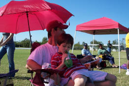 Patch sitting in the "Daddy Recliner" watching Alex's football game
