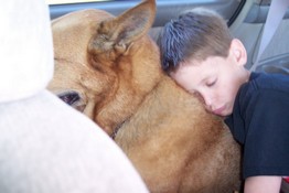 Alex was cuddling with Boo on the way to the River