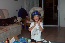 An aspiring racer has to have a new helmet