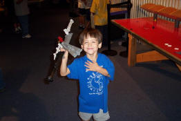 Showing off his spaceship