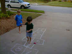 Patch playing hop scotch
