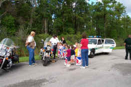 There was a police motorcycle, and two Harleys - one men's and one ladies'