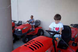 "Riding" the lawnmowers at Home Depot