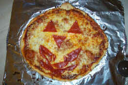 We had Jack-o-lantern pizzas before trick-or-treating.