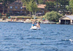 Nana and Papa paddled out to see the boys tubing