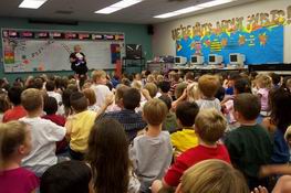 It was a sea of little bodies!  (Alex is in the gray shirt next to the yellow shirt towards the back)