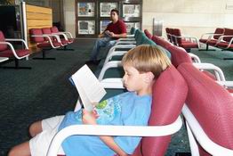 Alex had his nose in his book the entire trip