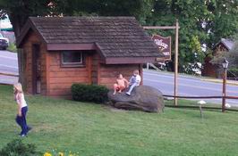 Ryan and Faith - Ryan sat on this rock and kept yelling "GIRLS ROCK".  It was hilarious!
