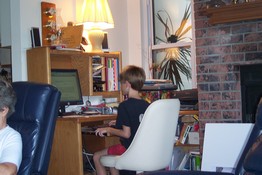 Typing his report